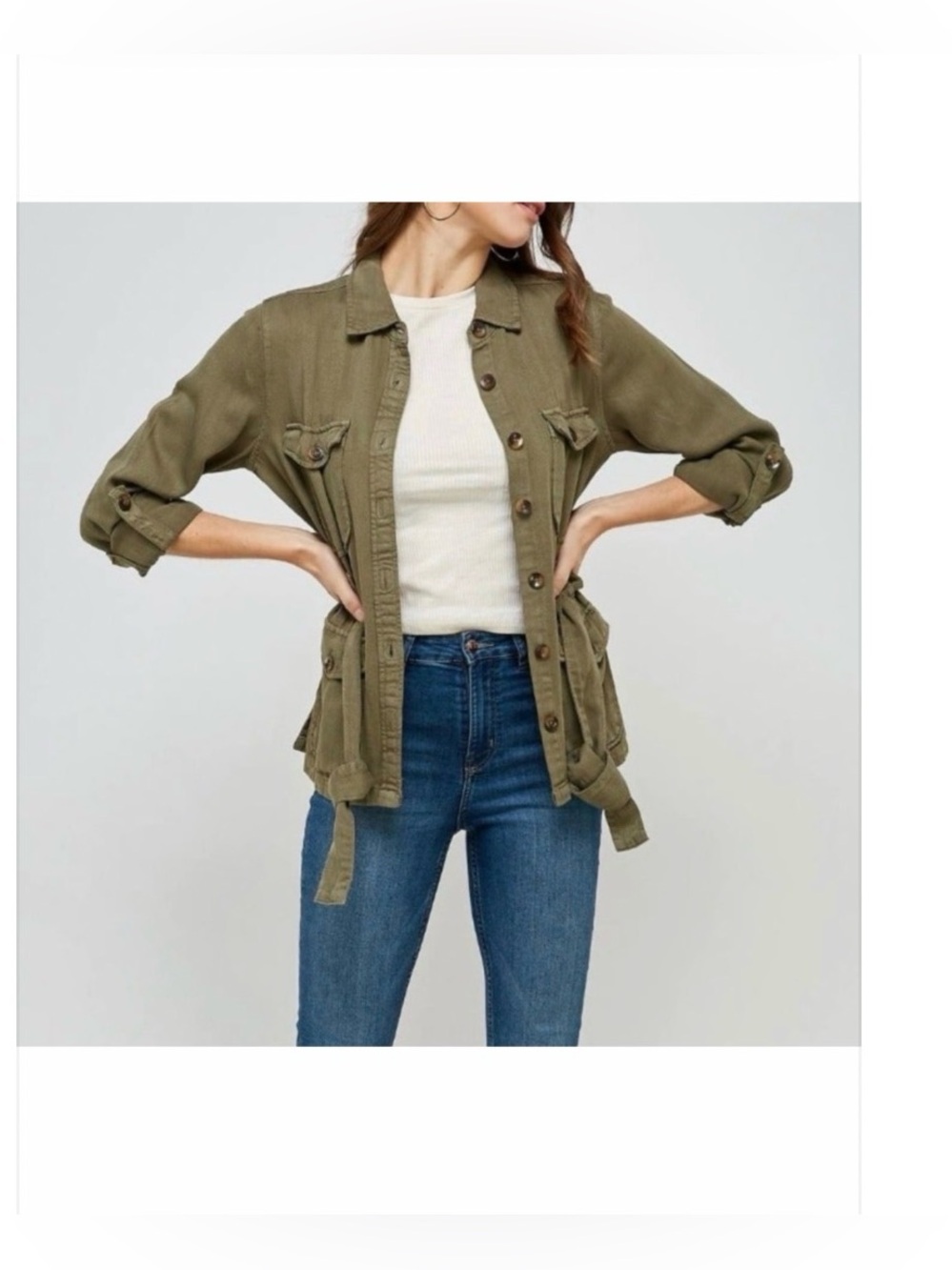 ALTAR’D STATE • Olive Green Utility Jacket - Women's Casual Button Down Jacket - Picture 1 of 8